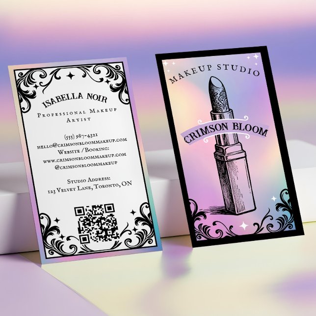 Carte De Visite Iridescent holographic Beauty Makeup Artist Luxury (Iridescent holographic Beauty Makeup Artist Luxury Business Card)