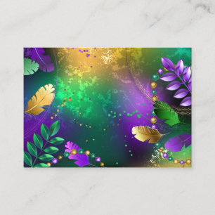 Carte De Visite Iridescente mardi gras arrière - plan avec perles