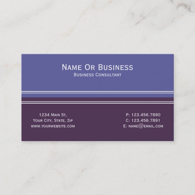 Carte De Visite Iris Bleu Violet Couleur Bloc unique Élégant (Devant)