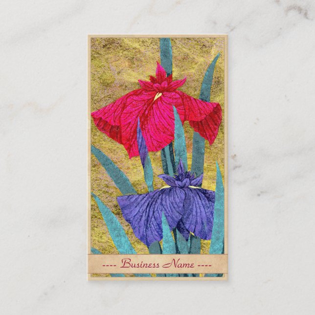 Carte De Visite Irise les fleurs abstraites d'oriental peignant (Devant)