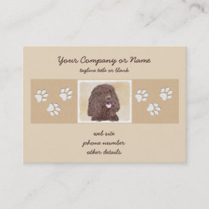 Carte De Visite Irish Water Spaniel Peinture - Original Dog Art