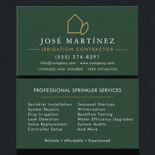 Carte De Visite Irrigation Contractor Professional (Créateur téléchargé)