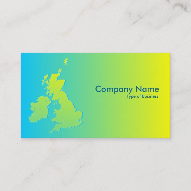 Carte De Visite Isles Britanniques Bleu Ombragé À Jaune (Devant)