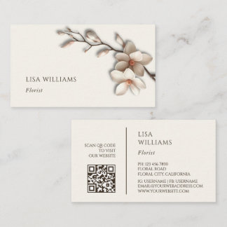 Carte De Visite Ivory 3D Magnolia Rustique | Code QR