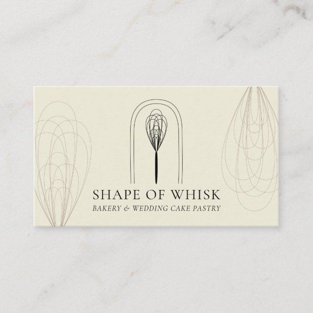 Carte De Visite Ivory Blush Stylish Whisk Logo Accueil Boulangerie (Devant)