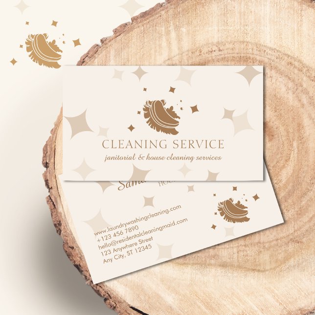 Carte De Visite Ivory Brown Bubble Housekeeper Nettoyage Lessive (Créateur téléchargé)
