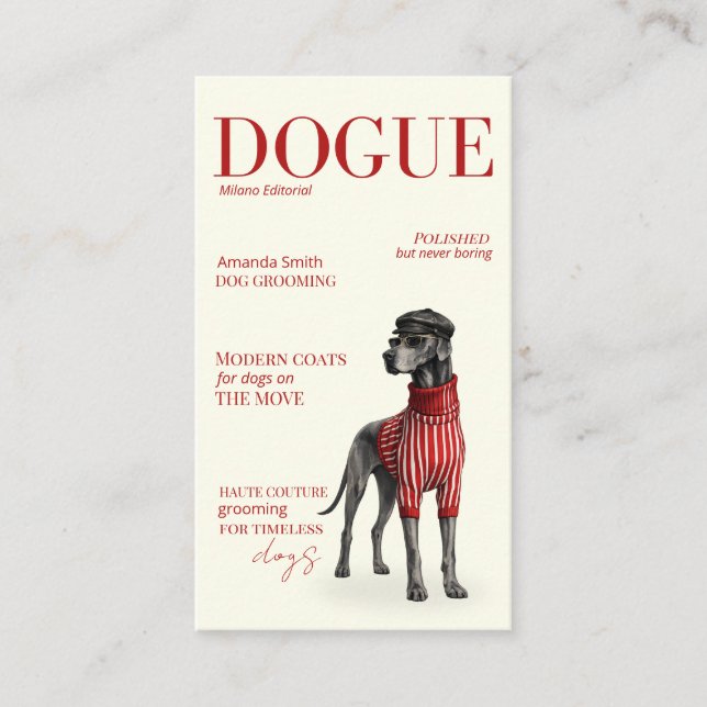 Carte De Visite Ivory Great Dane Dogue Magazine Business Card (Devant)