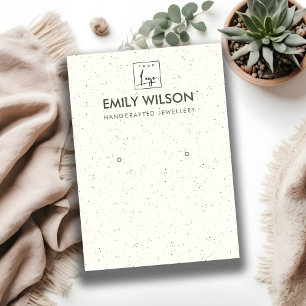 CARTE DE VISITE IVORY WHITE CERAMIC TEXTURE EARRING AFFICHER LOGO
