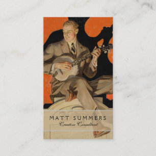 Carte De Visite J.C. Leyendecker Joueur de banjo 1920 Art déco Art