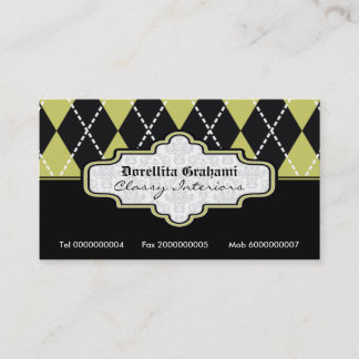 Carte De Visite Jacquard blanc vert olive noir tendance