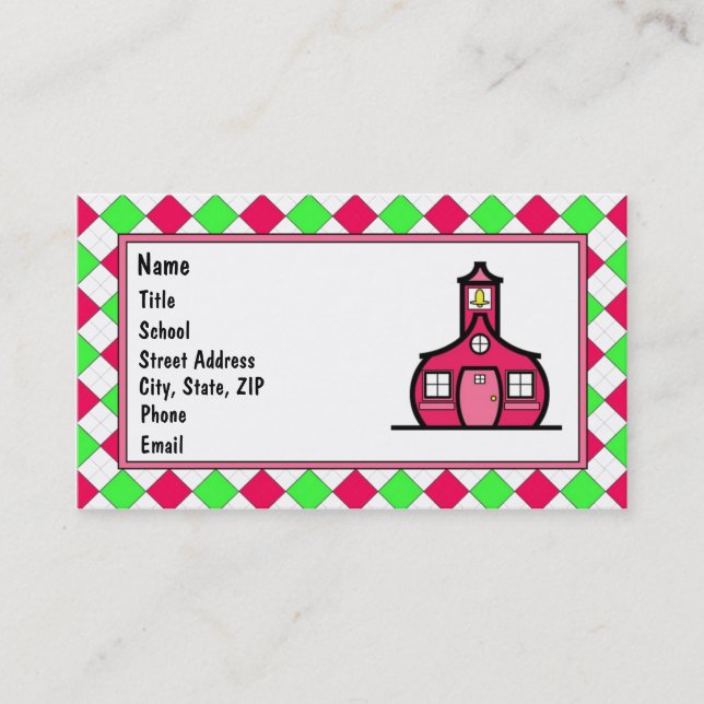 Carte De Visite Jacquard de roses indien et de vert de chaux (Devant)