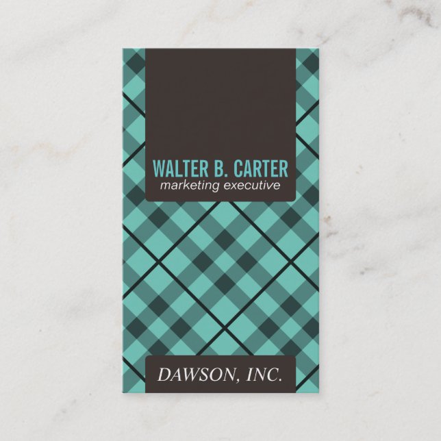 Carte De Visite Jacquard vertical (vert et Brown Aqua) (Devant)