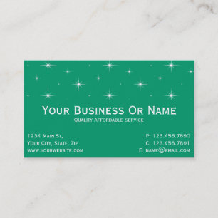 Carte De Visite Jade Green & Bright Stars. Nom / Entreprise