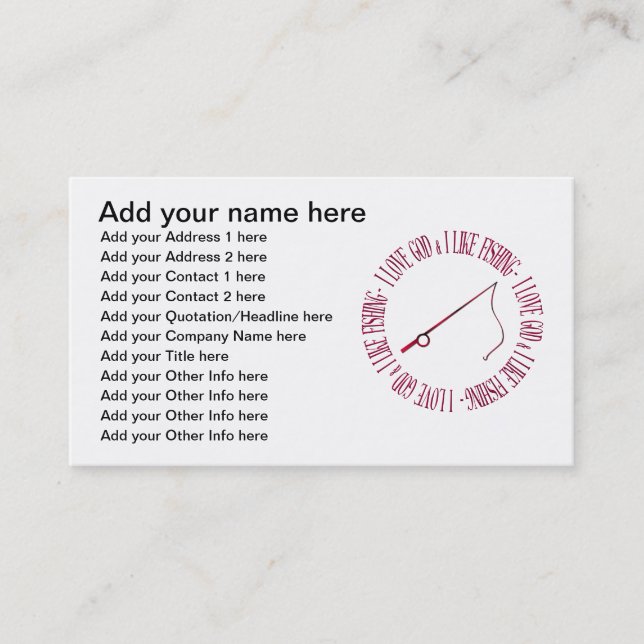 Carte De Visite J'aime Dieu et j'aime pêcher (Devant)