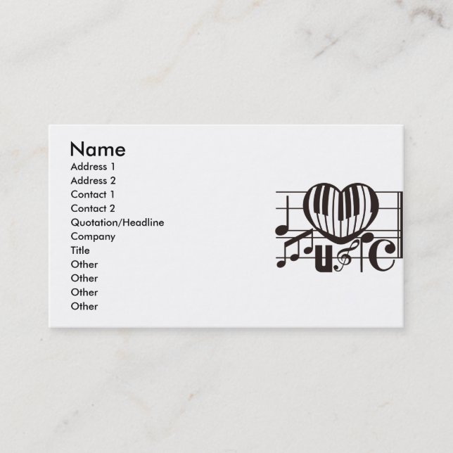 CARTE DE VISITE J'AIME LA MUSIQUE (Devant)