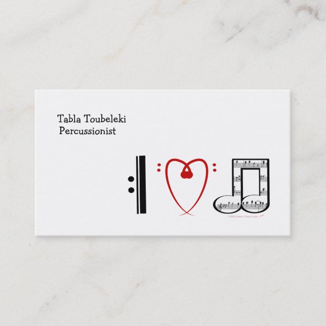 Carte De Visite J'aime la musique (les notes de coeur d'I) (Devant)