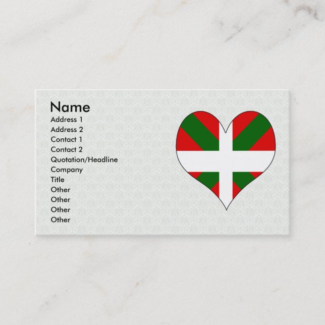 Carte De Visite J'aime le basque (Devant)