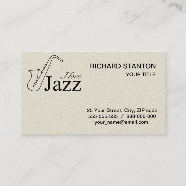 Carte De Visite J'aime le jazz (Devant)