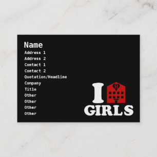 Carte De Visite J'aime les filles d'hôtel