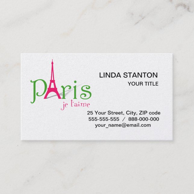 Carte De Visite J'aime Paris (Devant)