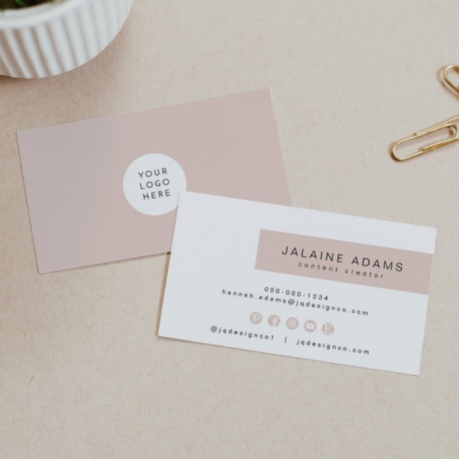 Carte De Visite JALAINE | Moderne Blush Pink Simple Branding Busin (Créateur téléchargé)