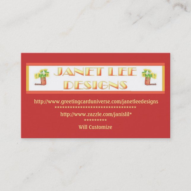 Carte De Visite Janet Lee Designs (Devant)