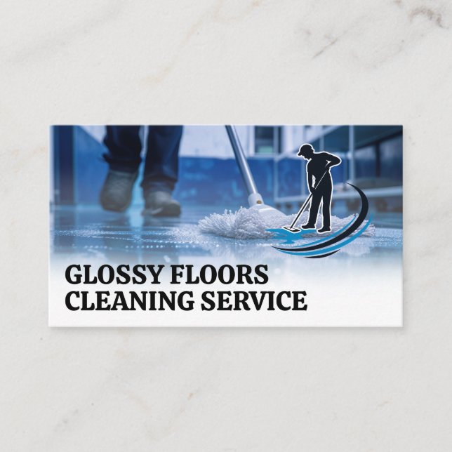 Carte De Visite Janitor Mopping | Logo des services de nettoyage d (Devant)