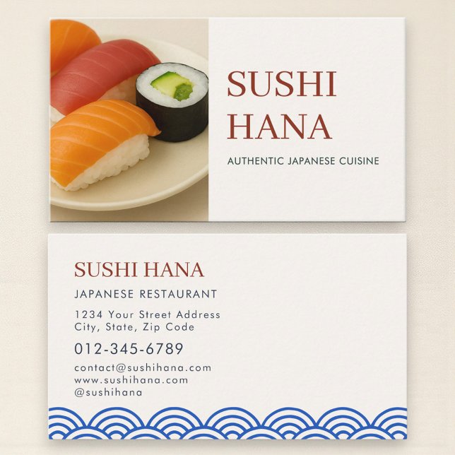 Carte De Visite Japanese Sushi Restaurant Catering Service Photo (Créateur téléchargé)
