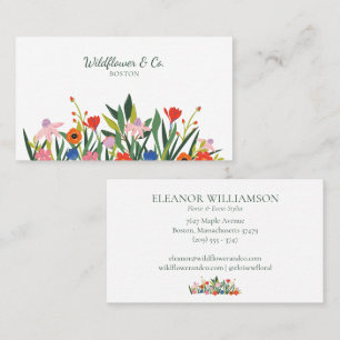 Carte De Visite Jardin Coloré Fleur Fleuriste Conception Florale 