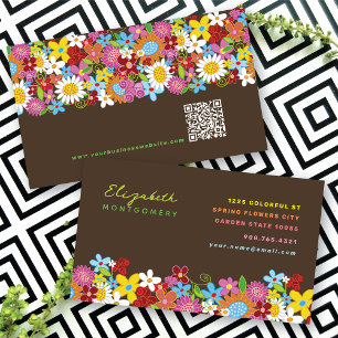 Carte De Visite Jardin de fleurs printanières fantaisistes et chic