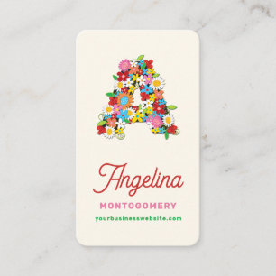 Carte De Visite Jardin de fleurs printanières Lettre A Monogramme