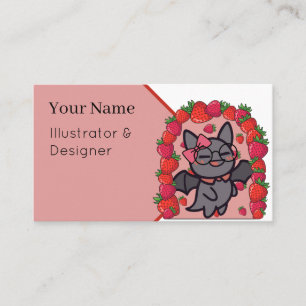 Carte De Visite Jardin de fraises de chauve-souris Kawaii esthétiq