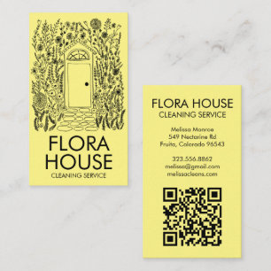 Carte De Visite Jardin de nettoyage de la porte avant Code QR