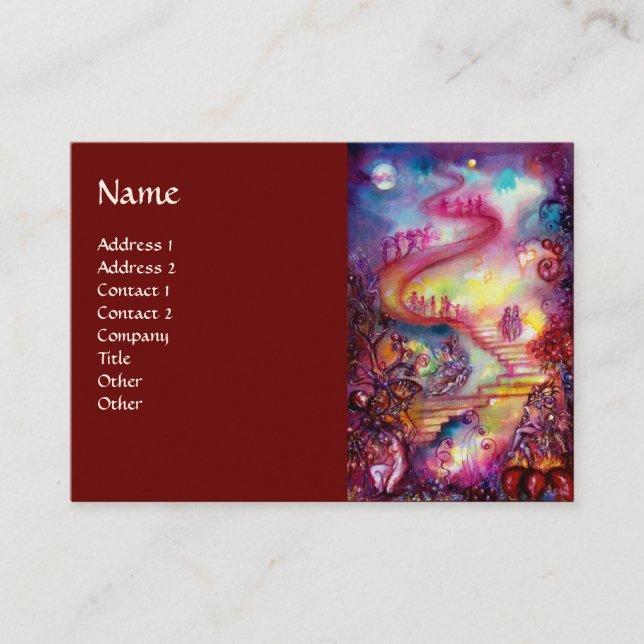 Carte De Visite JARDIN DES OMBRES PERDUES / ESCALIERS MAGIQUES rou (Devant)