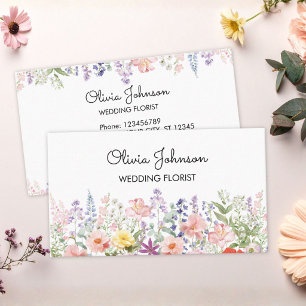 Carte De Visite Jardin Floral Coloré Aquarelle Personnalisé