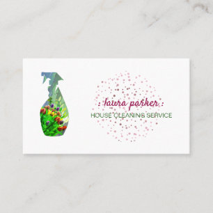 Carte De Visite Jardin floral de service de nettoyage de bouteille