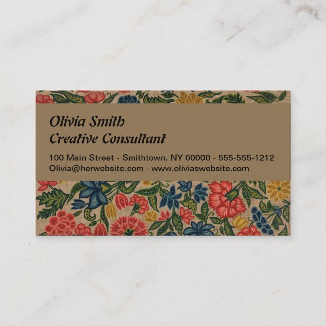 Carte De Visite Jardin Floral Designer vintage (Devant)