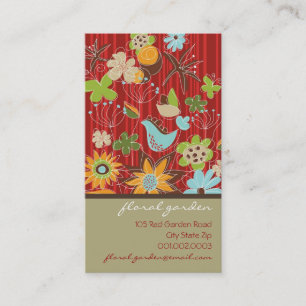 Carte De Visite Jardin floral rouge géant fleuri d'un chic modern