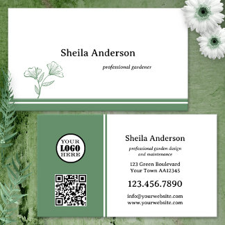 Carte De Visite Jardin Minimaliste Feuille Verte