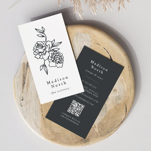 Carte De Visite Jardin secret Code QR vertical floral