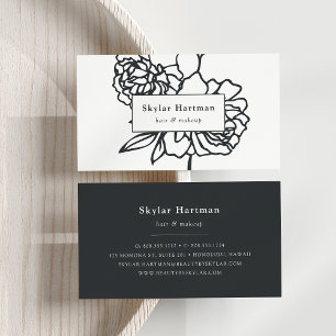 Carte De Visite Jardin secret Floral noir et blanc