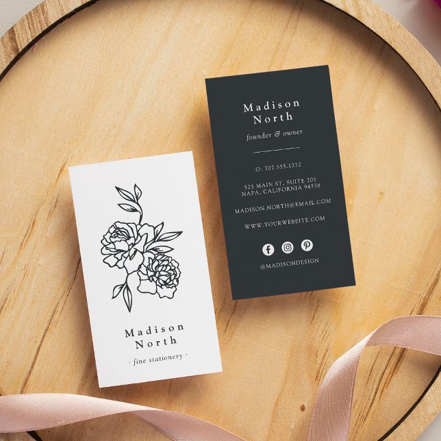 Carte De Visite Jardin secret | Médias sociaux verticaux floraux (Créateur téléchargé)