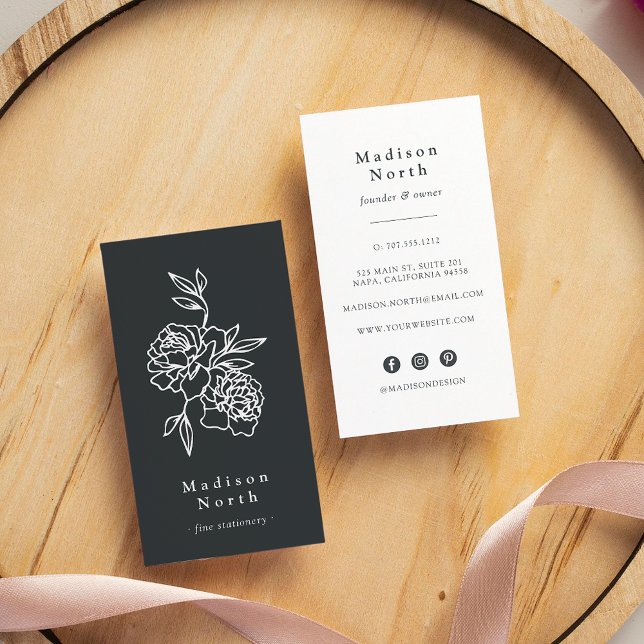 Carte De Visite Jardin secret | Médias sociaux verticaux floraux (Créateur téléchargé)