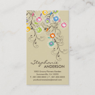 Carte De Visite Jardin super Fleur Whimsical Coloré Floral
