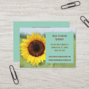 Carte De Visite Jardin Turquoise Landscaper Floriste Tournesol