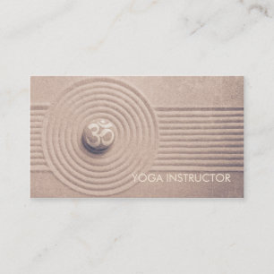 Carte De Visite Jardin Zen YOGA et symbole OM Pebble sur Sable Rak
