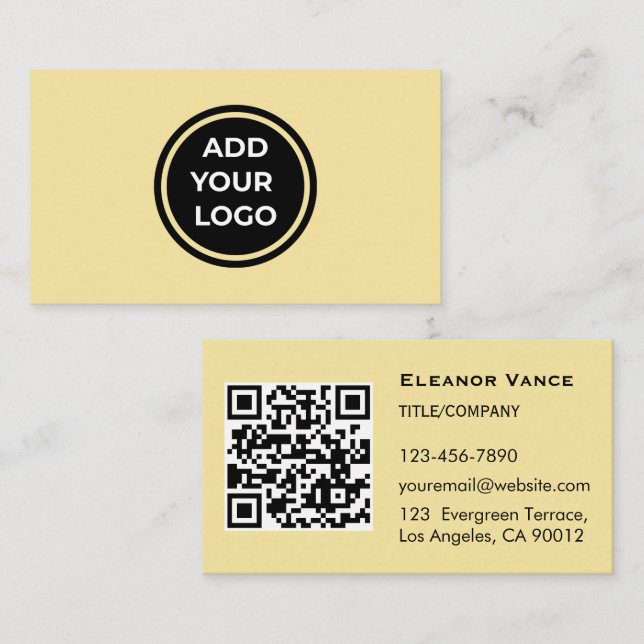 Carte de visite Jaune Beurre Ajouter un logo avec  (Devant / Derrière)