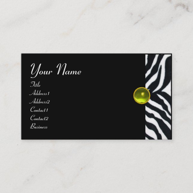 Carte De Visite JAUNE BLACK ZEBRA FUR MONOGRAM, Topaz (Devant)
