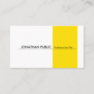 Carte De Visite Jaune Blanc Moderne Professionnel Élégant Simple