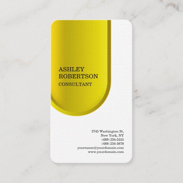 Carte De Visite Jaune blanc moderne professionnel tendance minimal (Devant)